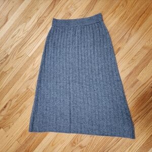 Gentle Herd Cashmere Ribbed Midi Skirt Grey size medium